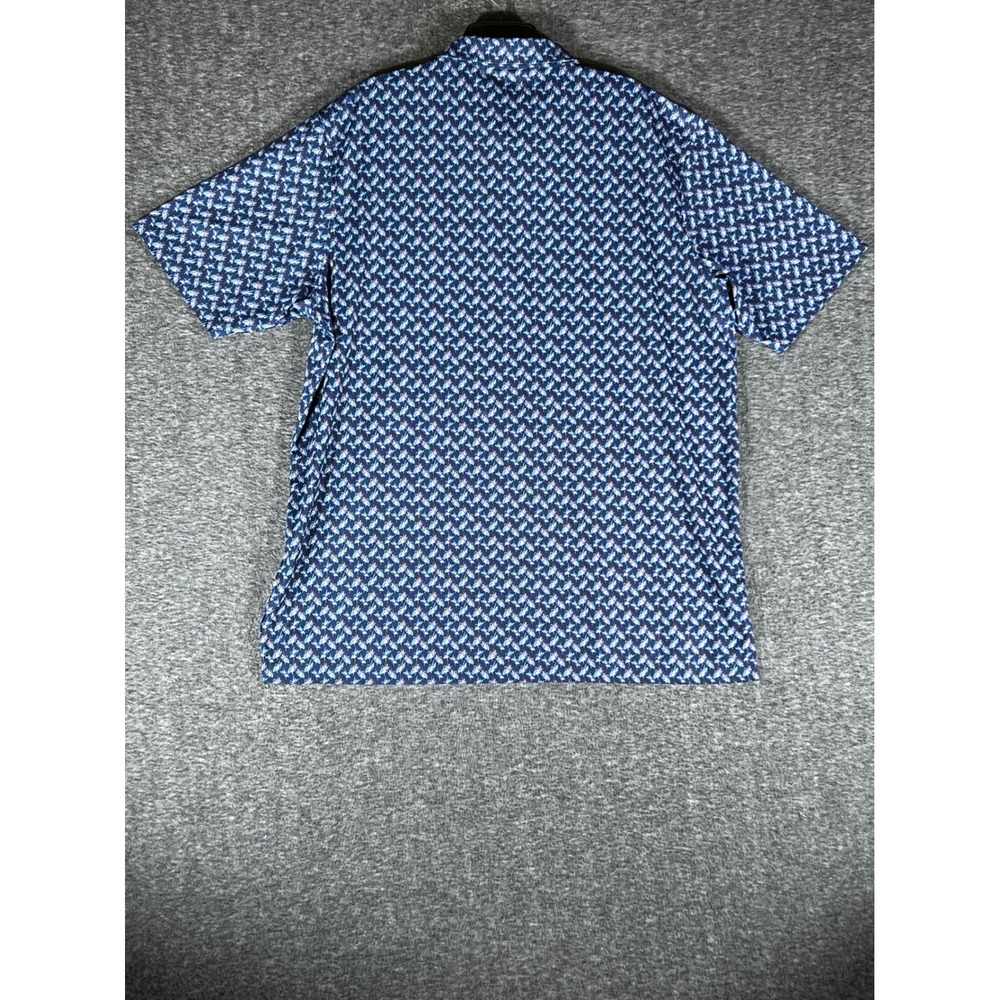 Turtleson Mens 2XL Performance Polo Shirt Blue Fly Fishing Lure Print Stretch - Picture 2 of 8